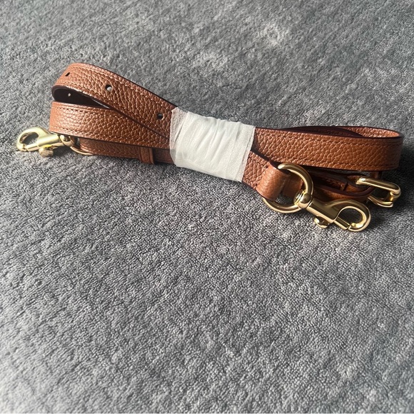 COACH Pebbled Leather Strap Replacement Adjustable Brown Gold Tone Hardware - Picture 10 of 10